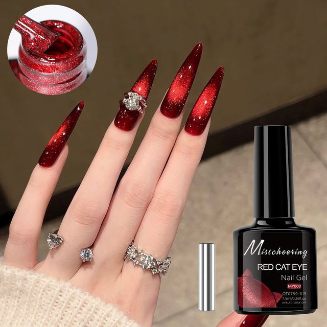 Misscheering Cat-Eye-Gel-Nagellack, rot, 7,5 ml - Bild 1