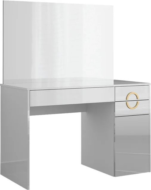 Vicco Schminktisch Adela Frisierkommode mit Spiegel in Weiß Hochglanz, B: 115 cm, T: 76 cm - Bild 2
