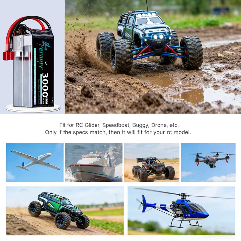 2 Stück TERANTY LiPo-Akku 4S 3000mAh mit XT60 Stecker für FPV Drohne Flugzeug RC Auto Boot in Schwarz - Bild 4
