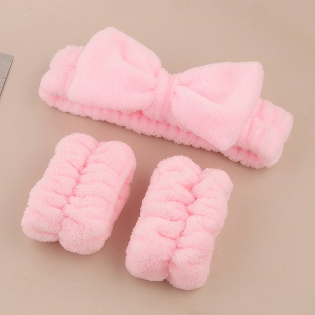 MOZHOU Armband-Set zum Gesichtswaschen, pink, 3-teilig - Bild 1