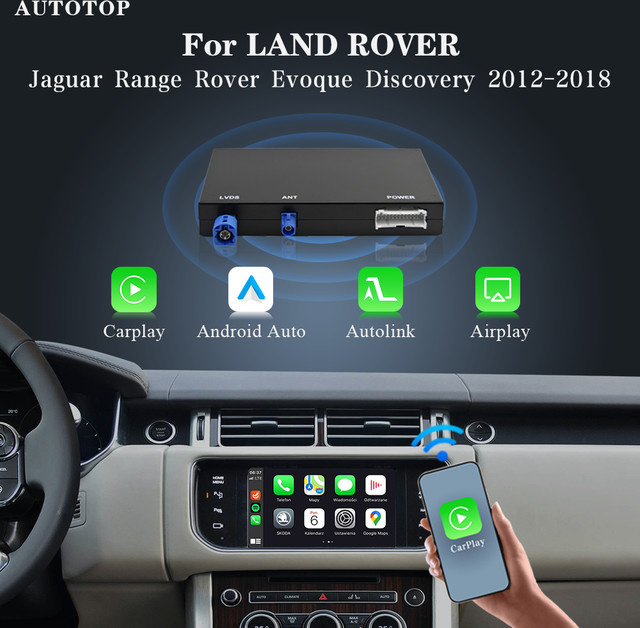AUTOTOP Interface Wireless CarPlay und Android Auto mit Bluetooth und GPS für Land Rover, Jaguar, Range Rover, Evoque und Discovery (Modelle 2012-2018, Bosch Harman) in Schwarz - Bild 1
