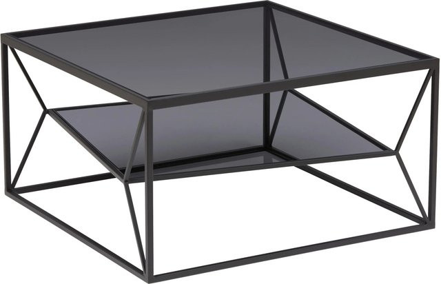 Premium Living Couchtisch Angel in Grau/Schwarz mit Glasplatte und Metallgestell - Bild 1