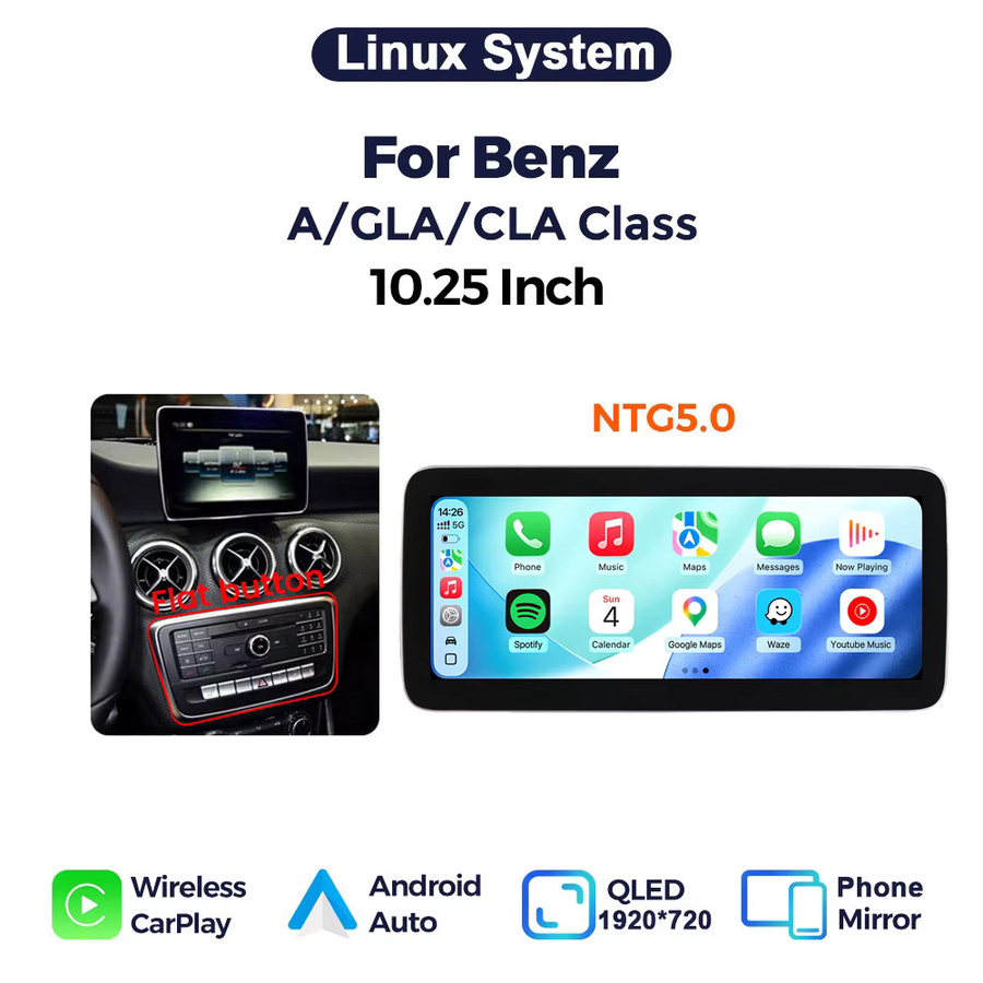 MEKEDE Linux Touchscreen für Mercedes Benz A GLA CLA G-Klasse mit kabellosem CarPlay, Android Auto, Bluetooth, WIFI und GPS-Navigation in Schwarz (10,25 Zoll) - Bild 8
