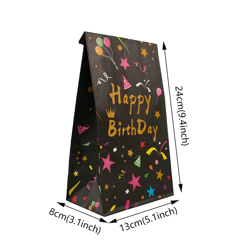 10 Stück Joy-enlife Kraftpapier Geschenktüten mit Alles Gute Zum Geburtstag Aufdruck für Süßigkeiten und Kekse, Mehrfarbig - Bild 4