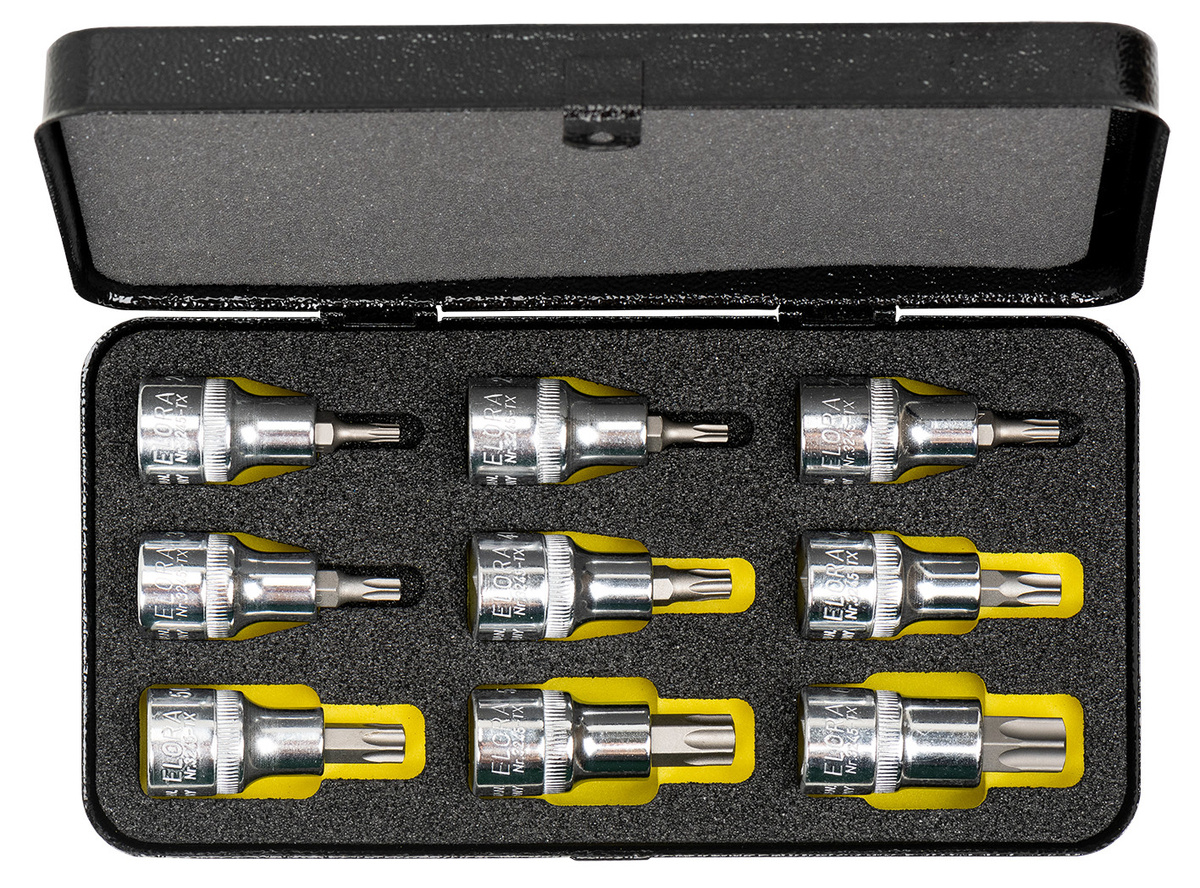 Elora Steckschlüssel-Satz 1/2 Zoll TORX 9-teilig 20-60 mm silber ELORA-770-TX - Bild 1