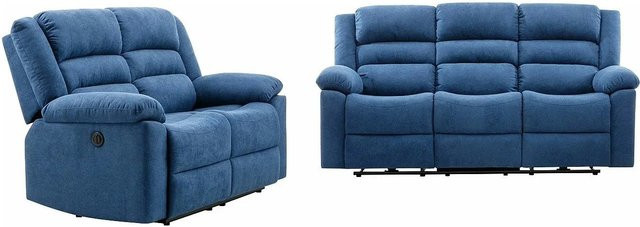 Vente-unique Couchgarnitur Burolo Blau, 3-Sitzer und 2-Sitzer Set, B/T/H: 140 x 200 cm - Bild 1