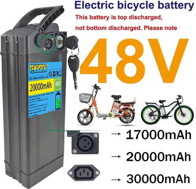 SUYIJIA Silverfish Elektrofahrrad-Batterie 48V in Schwarz mit 18650-Zellen für 500-3000W Leistung - Bild 1