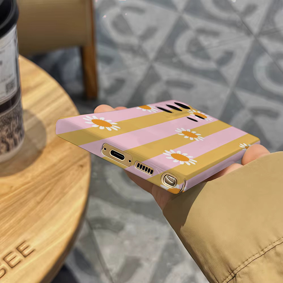 Stoßfeste Handyhülle mit gelben Gänseblümchen-Streifen für Samsung Galaxy S25 Ultra, S24 und S23 Ultra Plus in Gelb und Multicolour - Bild 4