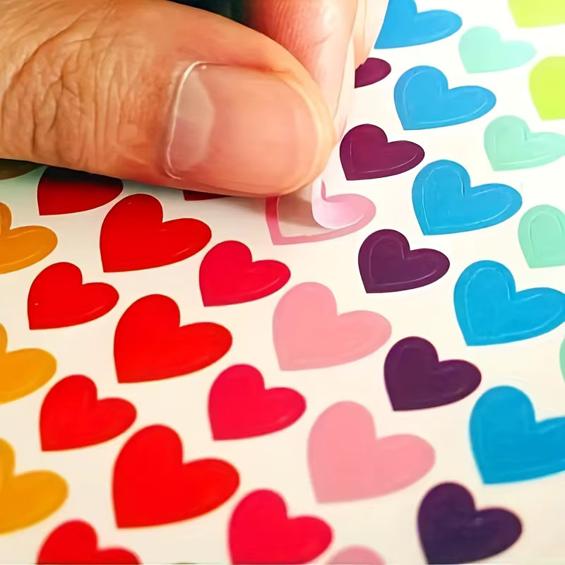 1000 bunte Aufkleber Set in Herz-, Stern- und Punktform, 15 Packungen für Sammelalben und Bastelarbeiten, Multicolor - Bild 2