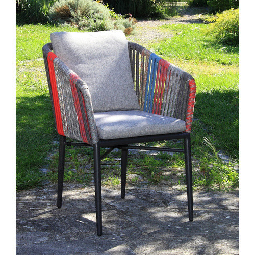 Acamp Stapelsessel-Set Manhattan mit Armlehnen und Auflagen, 4 Sitzplätze, Aluminium und Polyester, Anthrazit-Multicolor meliert - Bild 4