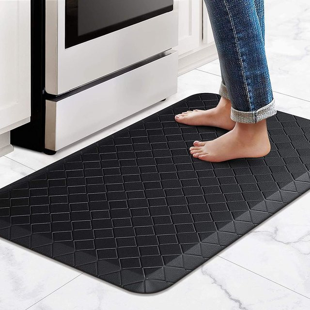 Küchenbodenmatte aus PVC in Schwarz, rutschfest und wasserdicht, B/B/H: 44 x 120 x 1,2 cm - Bild 1