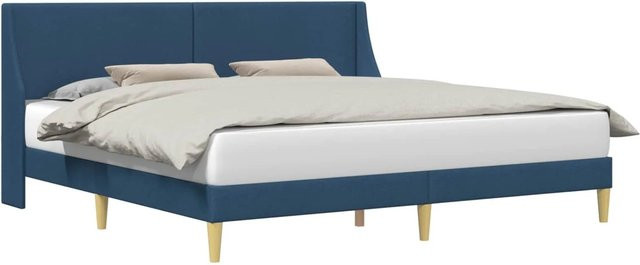 vidaXL Bettrahmen mit Kopfteil und Verbindungsplatte in Blau mit Stoffmuster, B/T/H: 280 x 230 x 1 cm - Bild 1