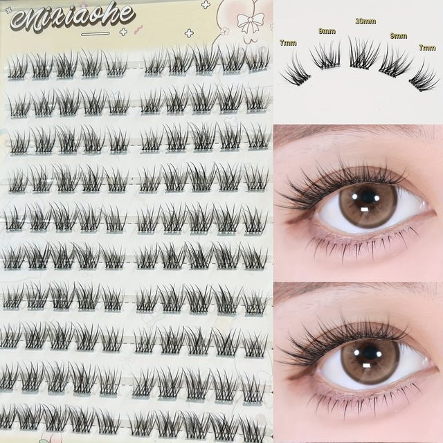 Mixiaohe Falsche Wimpern, Birnenblüten-C-Locken, Natürlich, 100 Stück - Bild 1
