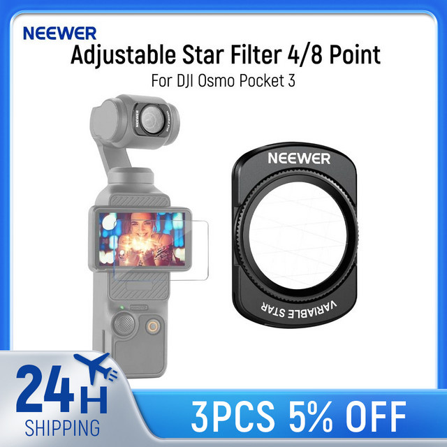 NEEWER Magnetischer Einstellbarer Sternfilter 4/8 Punkt für DJI Osmo Pocket 3 in Schwarz - Bild 1