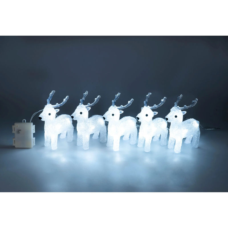 5er Set LED-Dekofiguren Rentiere von viva domo in Weiß und Transparent aus Kunststoff für Weihnachten - Bild 2