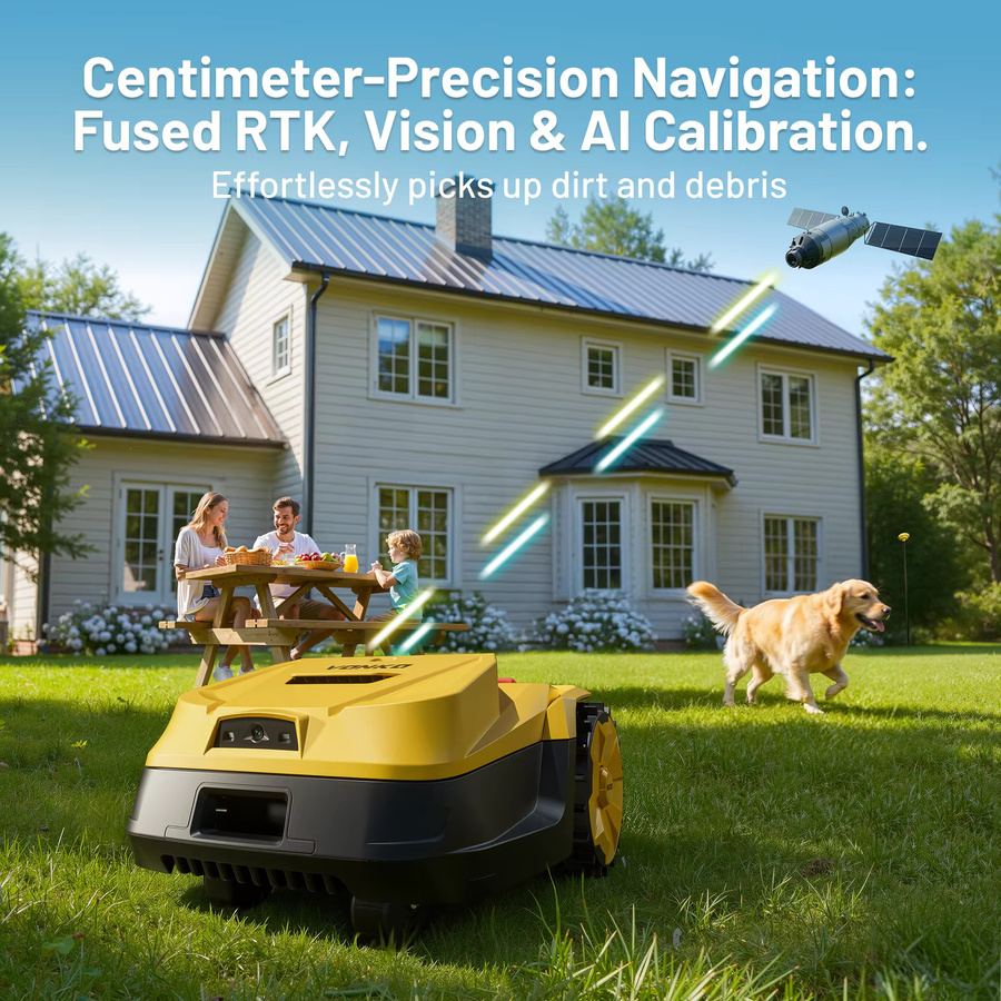 EVERCROSS BOT M200 Mähroboter ohne Begrenzungskabel in Gelb mit RTK+AI Vision, Auto-Kartierung und bis zu 1500m² Schnittfläche - Bild 2