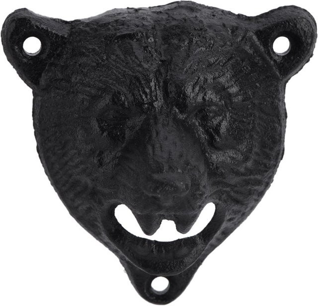 Wandmontierter Flaschenkapselöffner in Bärenform aus Gusseisen von mfySpace, Schwarz - Bild 1