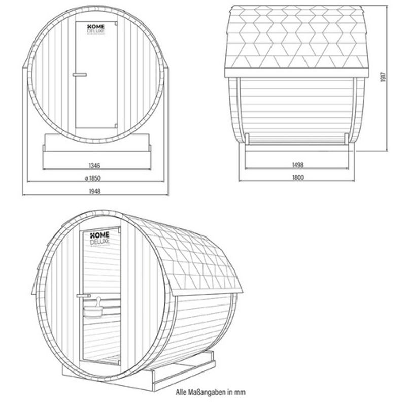 HOME DELUXE Outdoor Fasssauna LAHTI L aus Fichtenholz in Holzfarben, B/H: 194,8 x 191,7 cm - Bild 6