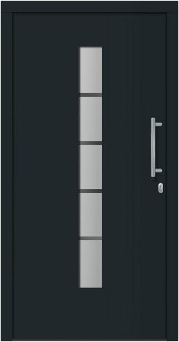 RORO Haustür R351 Luxus in Grau mit Glaseinsatz und Rechtsanschlag - Bild 1