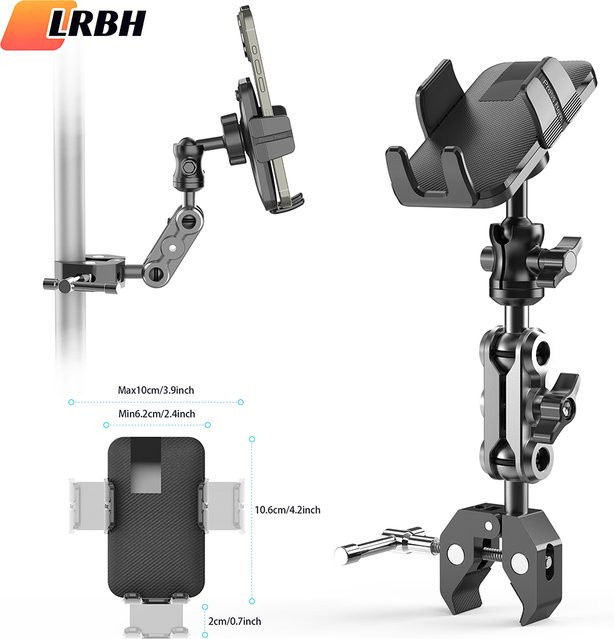LRBH Telefonhalterung mit Super-Klemme in Schwarz für Laufband, Spin-Bike, Kinderwagen und Fahrrad - Bild 1