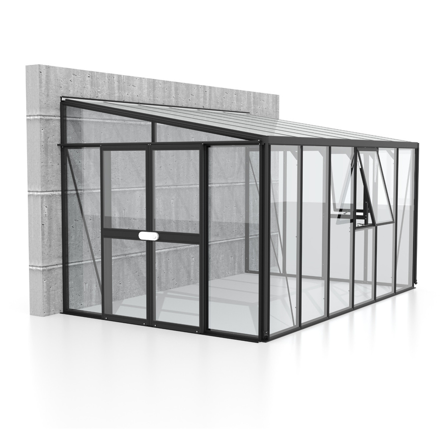 Vitavia Anlehn-Gewächshaus Athena 10200 Schwarz mit 10,2 m² Fläche, Pultdach und Polycarbonat-Verglasung - Bild 2