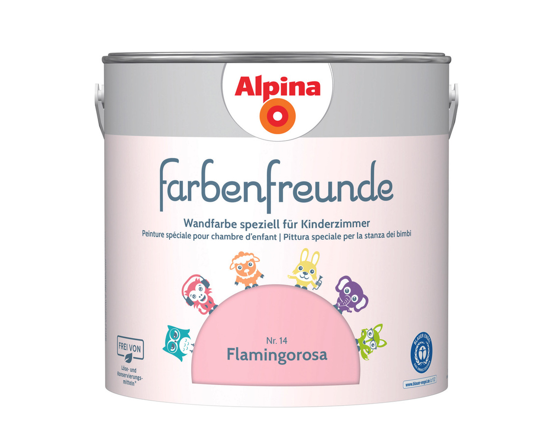 Alpina Farbenfreunde Wandfarbe Nr. 14 flamingorosa matt, 2,5 l - Bild 1