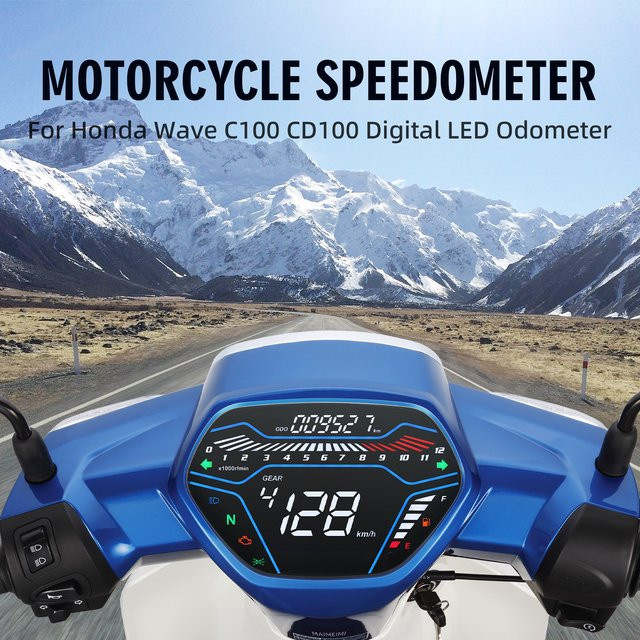 Digitaler Motorrad-Tachometer mit weißer Hintergrundbeleuchtung und Multi-LED-Dashboard für Honda Wave C100 CD100 EX5 Class1 CX DX von ZMFJH - Bild 1