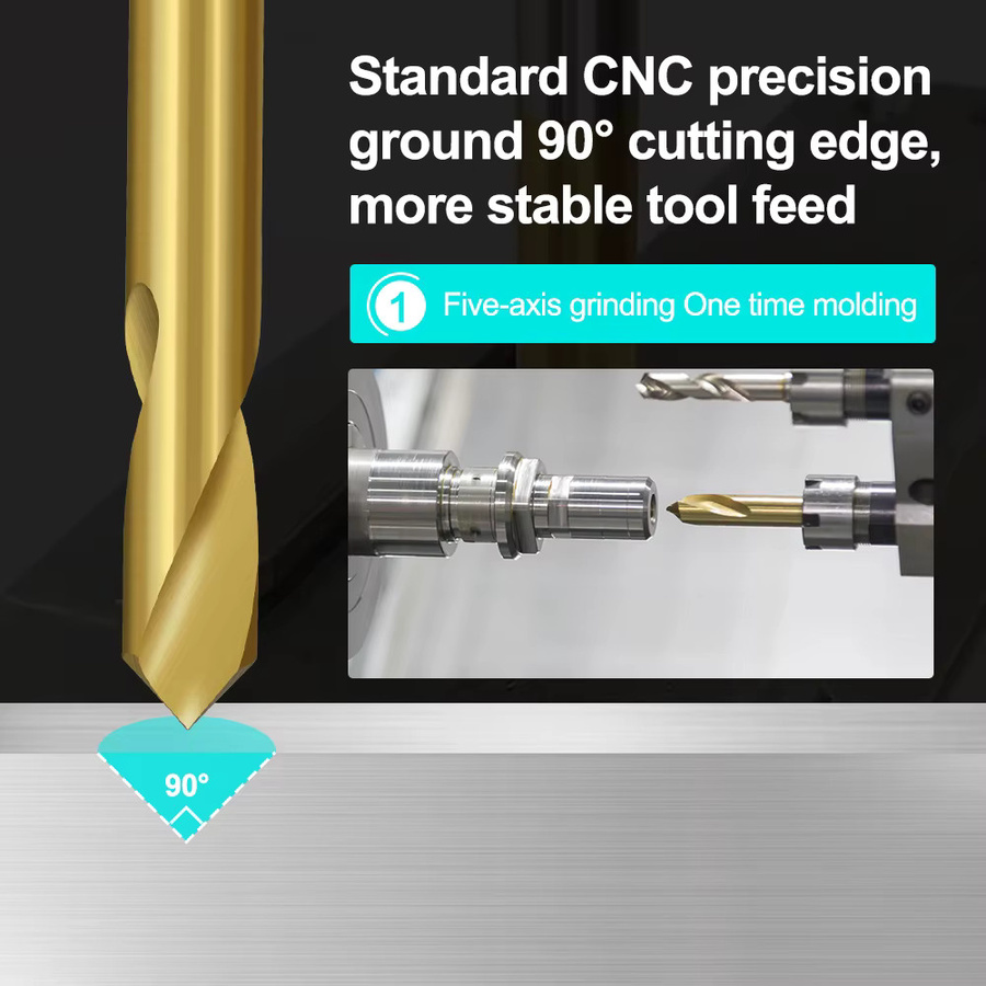 XCAN HSS 90 Grad NC-Punktbohrer Stub Spotting Location Center Drill Bit in Gold, 3–12 mm - Bild 3