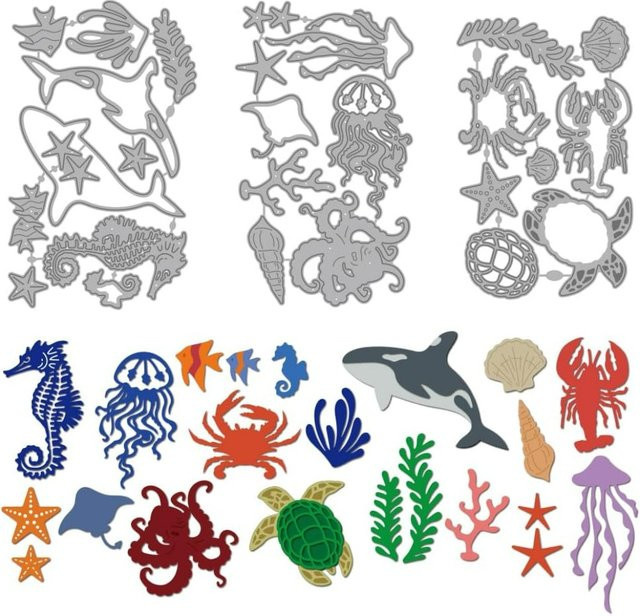 Summer Sea Life Stanzformen aus Kohlenstoffstahl in Silber mit Walen und Schildkröten für Marine Undersea World Bastelarbeiten - Bild 1