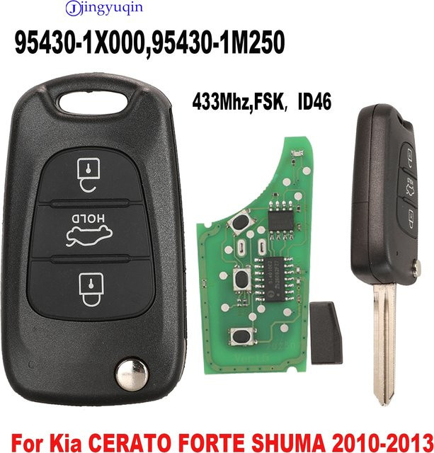 Jingyuqin Klappschlüssel Fernbedienung für KIA CERATO FORTE SHUMA 2010-2013, 433MHz FSK ID46, Schwarz, 95430-1X000 95430-1M250 - Bild 1