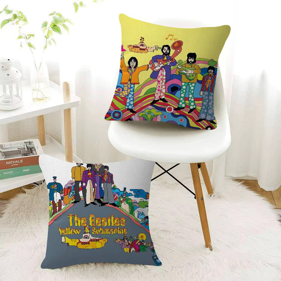 Beatles Anime Kissenbezug mit Grafikdesign in Multicolour für Sofa und Bett - Bild 2