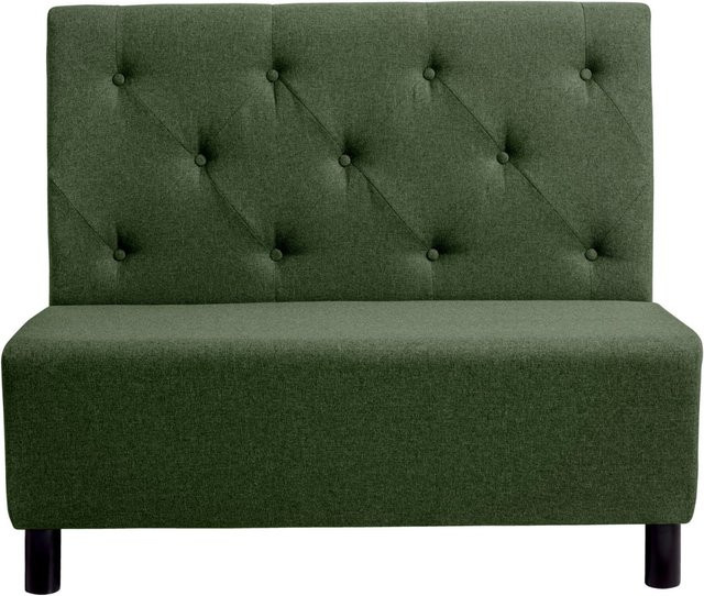 VEGA Polsterbank Lerida II 2-Sitzer aus Stoff in Grün mit Buchenholz, B/T/H: 118 x 62 x 102 cm - Bild 1