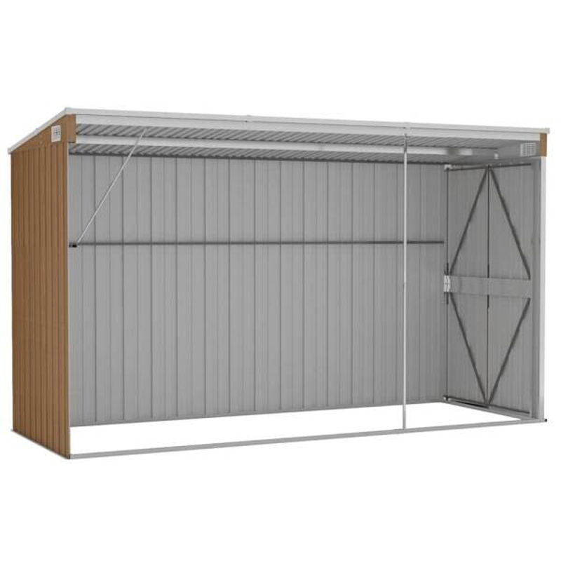 vidaXL Wand-Geräteschuppen aus verzinktem Stahl, Braun, B: 118 cm, H: 178 cm, T: 288 cm - Bild 3