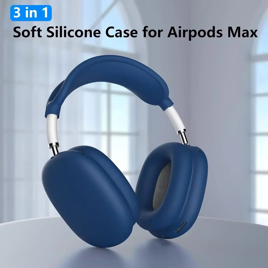 Hautfreundliche Silikon-Schutzhülle für Apple AirPods Max in Blau, stoßfestes und waschbares Zubehör - Bild 2