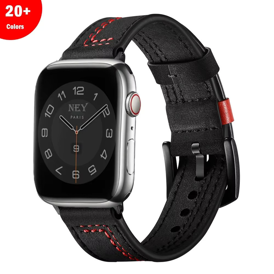 Uhrenarmband Leder, Schwarz, Unisex - Bild 4