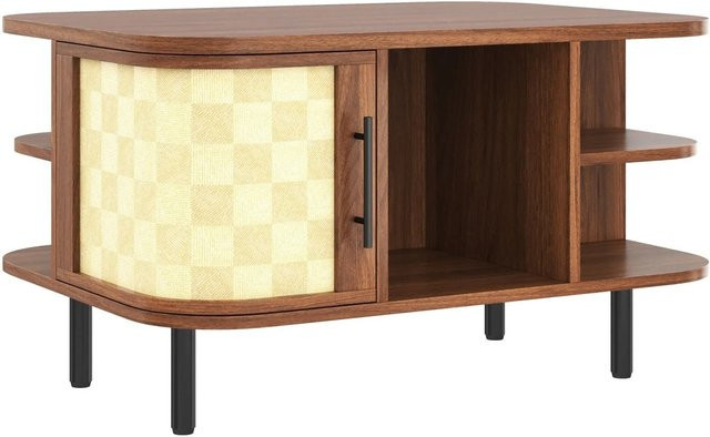 Merax Couchtisch in Braun aus MDF und Metall mit Stauraum, B/T/H: 60 x 47 x 20 cm - Bild 1
