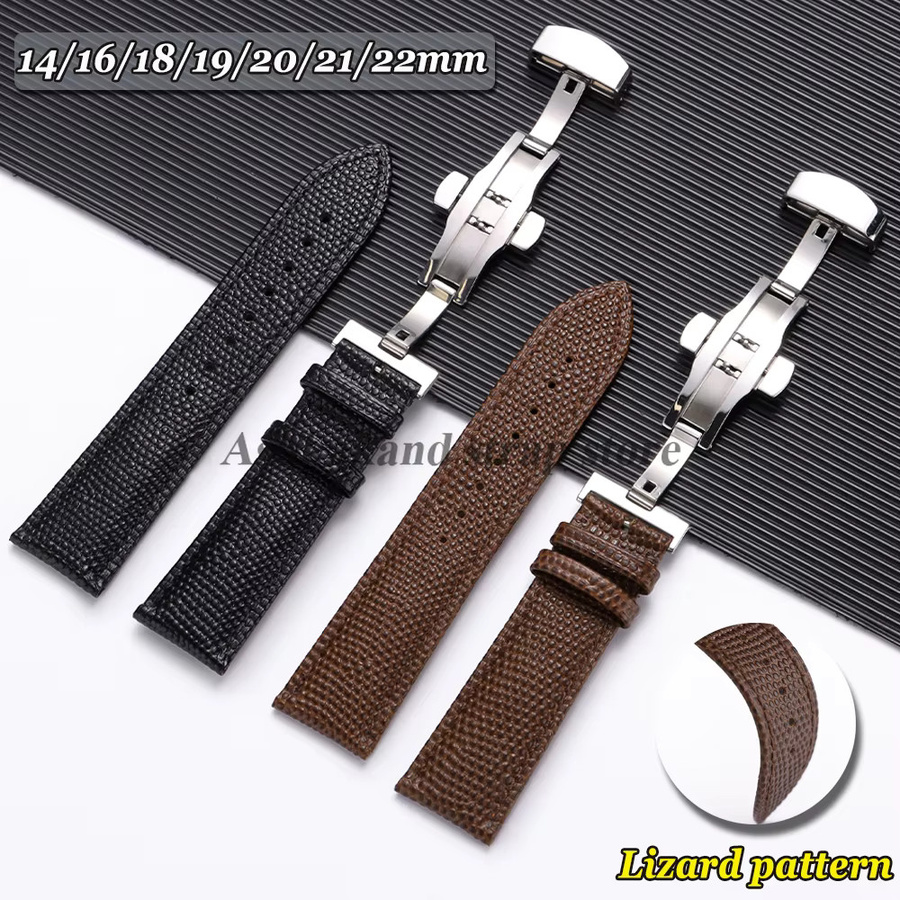 asukaband Uhrenarmband Leder, Eidechsenmuster, Schmetterlingsschnalle - Bild 2