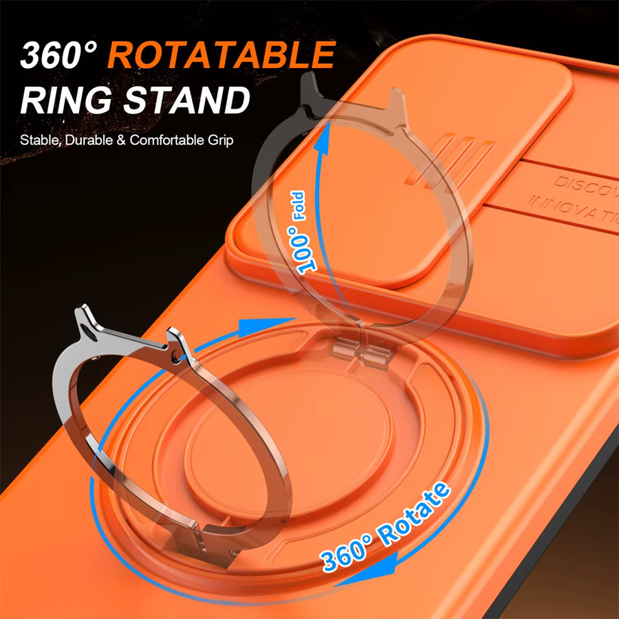 Xeber Stoßfeste MagSafe Magnetische Handyhülle für Samsung Galaxy S26 Ultra S25 S24 Plus S23 mit Schiebe-Kameralinsenring und Standfunktion in Blau oder Orange - Bild 2