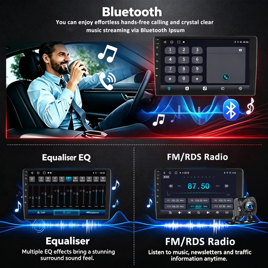 MOPECT 9 Zoll 2 DIN Autoradio für Opel Astra J 2009-2014 mit Android 15, kabellosem Apple CarPlay & Android Auto, 4GB RAM, 64GB ROM, DAB+ Digitalradio, GPS-Navigation, Bluetooth und FM RDS in Schwarz - Bild 3