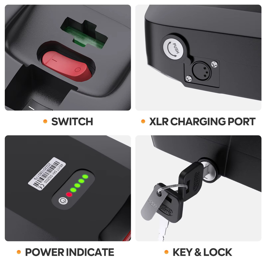 Racktype Lithium-Ionen-Akku für Elektrofahrräder und E-Bikes, Schwarz, 20,8 Ah - Bild 3