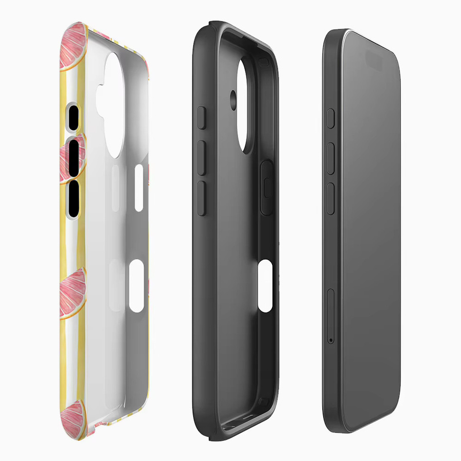 Potdemiel Handyhülle mit Rosa Grapefruit-Motiv in Pink und Gelb für iPhone 12 bis iPhone 17 Pro Max Plus mit doppellagiger Rückseite - Bild 2