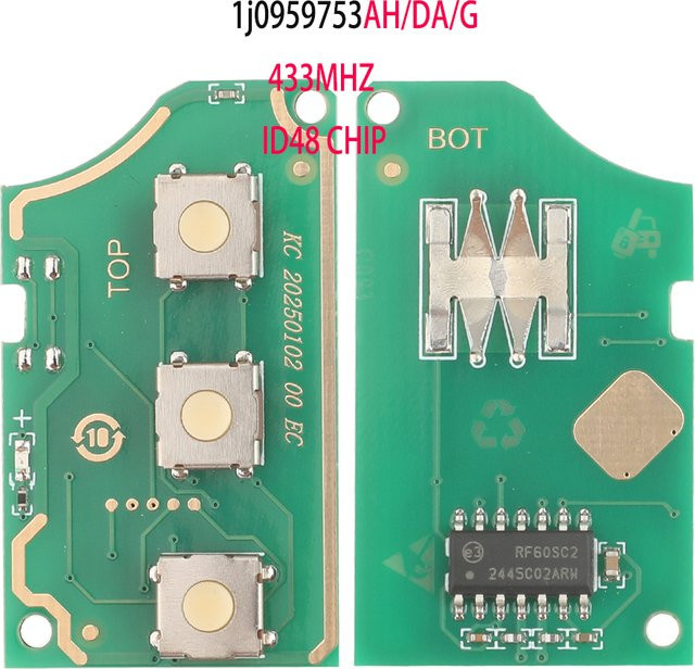 Jingyuqin Fernbedienung Flip Auto Schlüssel Shell für VW Golf Passat Polo Jetta Touran Bora Sharan in Grün, 433 MHz - Bild 1