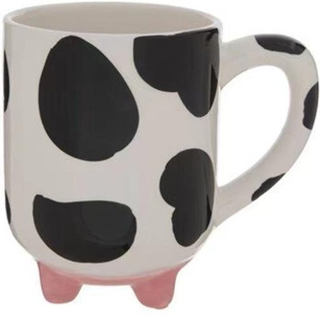 Lustige Keramik-Kaffeetasse mit Kuhdruck von Yiran Furniture, Weiß, 500 ml
