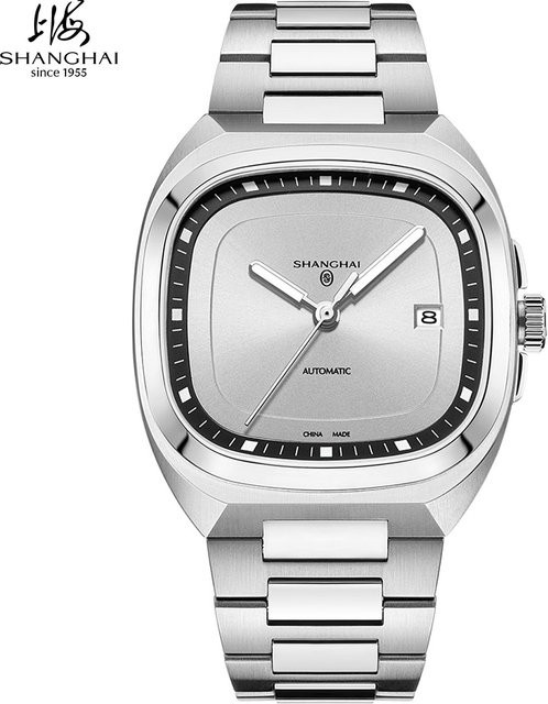 Shanghai Watch Armbanduhr, Automatik, Edelstahl, Eckig, Herren, Silber - Bild 1