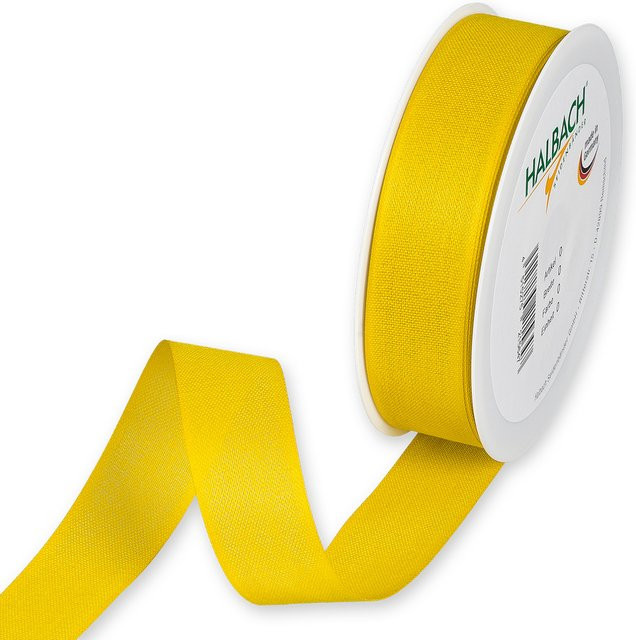 Halbach Dekoband in Baumwolloptik aus Polyester, Breite: 2,5 cm, Länge: 5 m, Honiggelb - Bild 1