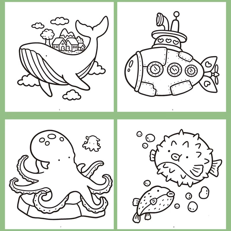 Pädagogisches Zeichen- und Malbuch für Kinder mit Tieren und Meerestieren, buntes Malbuch aus Papier für Kinder ab 3 Jahren - Bild 2