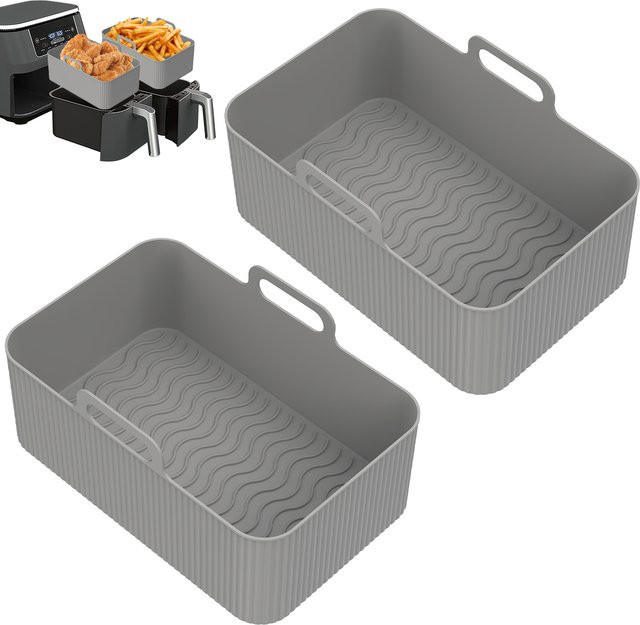 Willstar Silikon Luftfritteuse Liner Rechteck mit Griff, wiederverwendbare Backform für die Heißluftfritteuse, 2er-Set - Bild 1