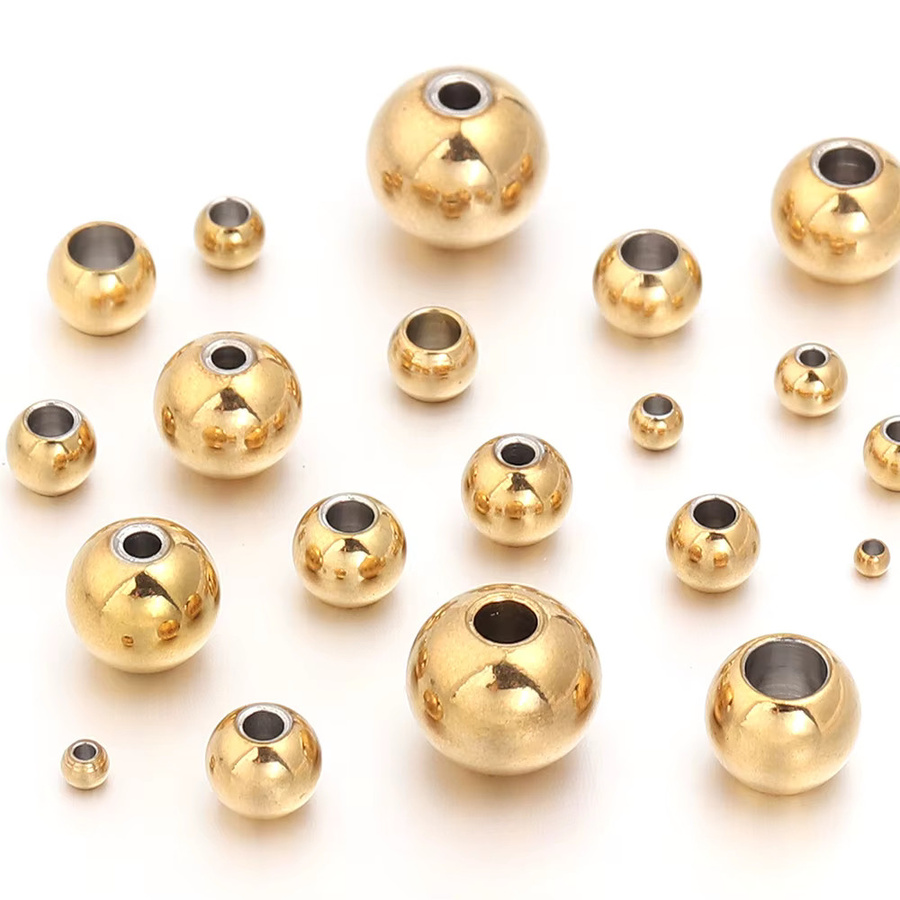 lingsai Perlen Edelstahl, Gold, 2-10mm, Runde Abstandshalter - Bild 5