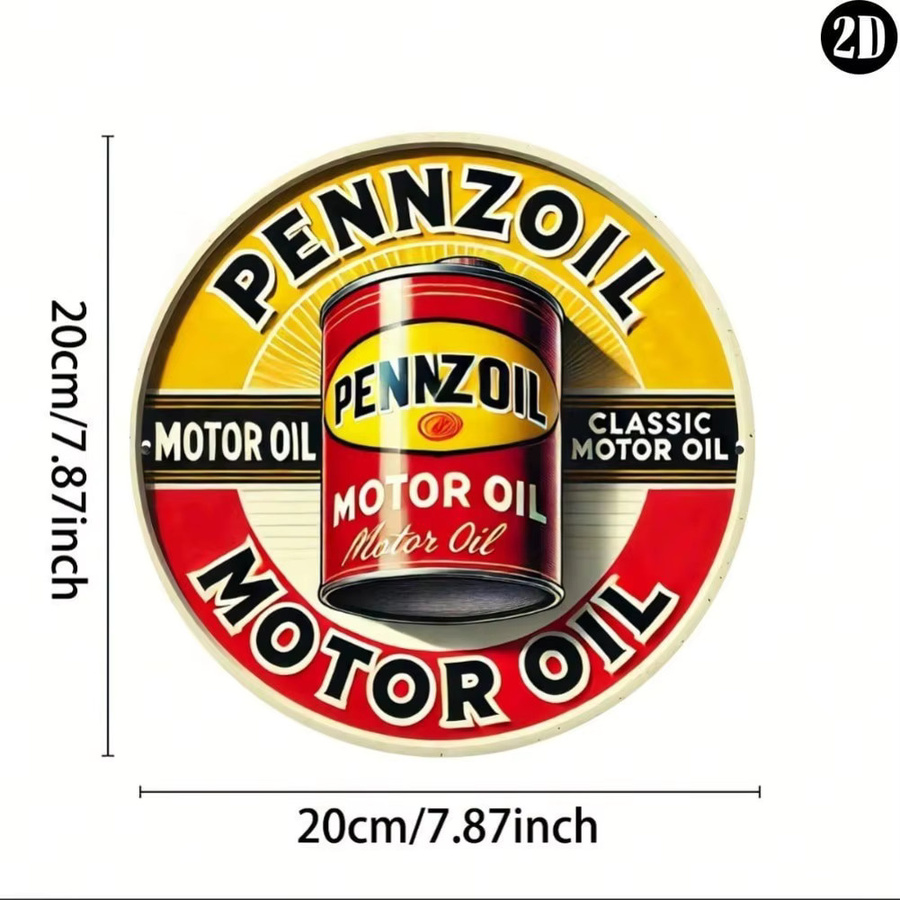 Potdemiel Vintage Metallschild Classic Motor Oil Rund, Mehrfarbig, Durchmesser: 20 cm - Bild 2
