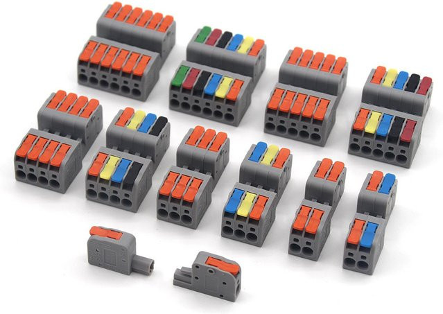 QHJIA Quick Electrical Verdrahtungsklemmen Push-in Splicing Kabel Splitter in Grau mit 1 bis 6 Pins - Bild 1